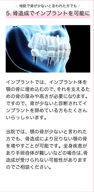 5.骨造成でインプラントを可能に